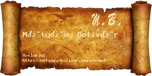 Mátyásy Bolivár névjegykártya